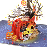 liif halloween cat pumpkin 3d greeting pop up card funny cute