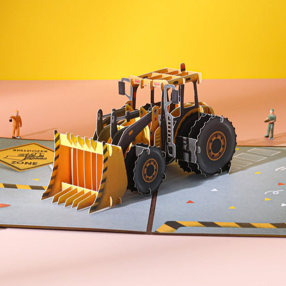 liif bulldozer pop up card birthday kids boy son 1st 2nd