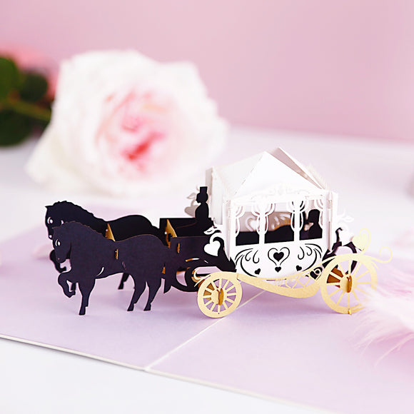 Liif Magic Carriage Wedding 3D Greeting Pop Up Card anniversary congratulations couple 