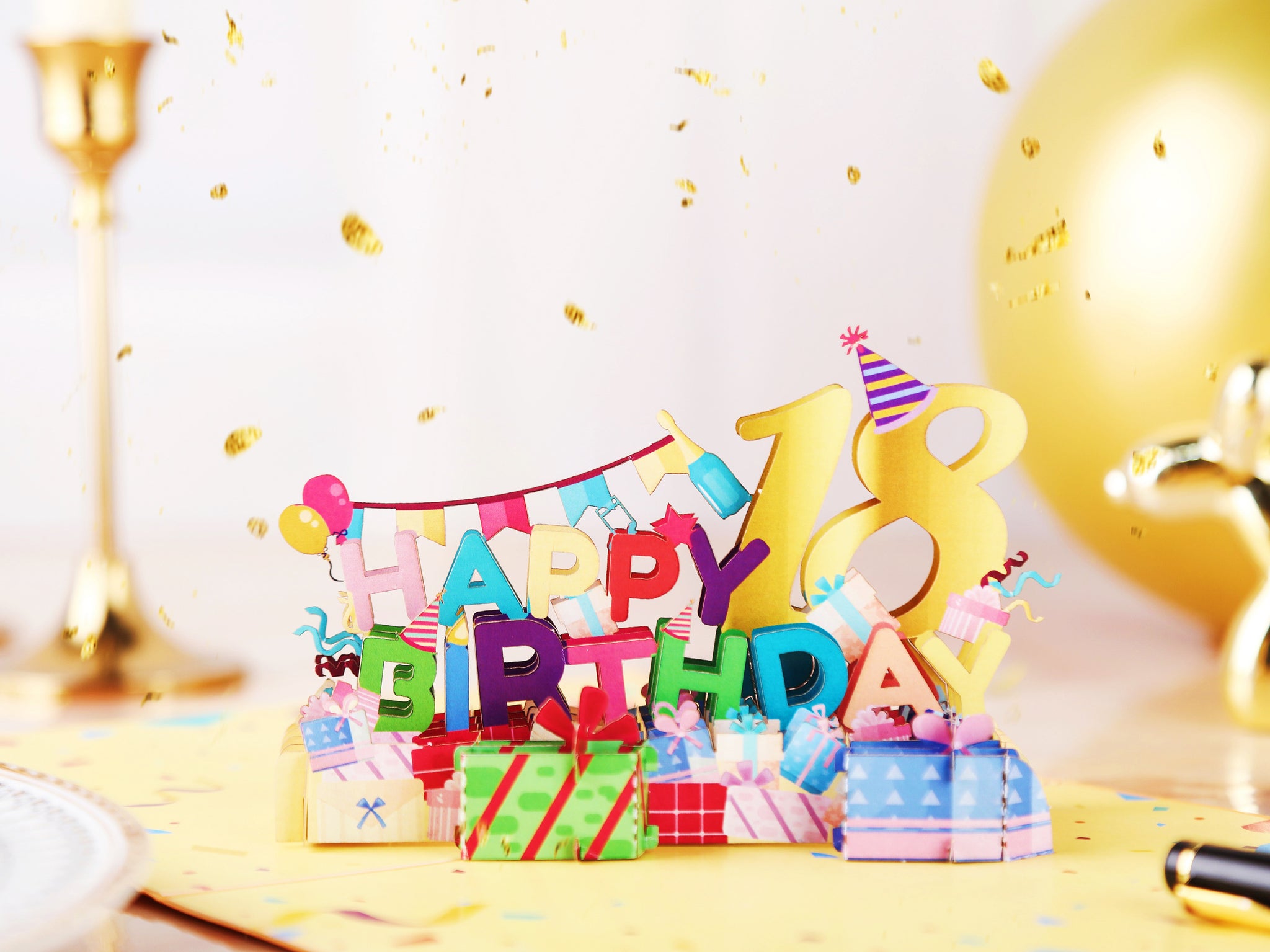 Birthday Cards With Lights & Music & Candle, 3D Pop Up Singing Happy 18TH