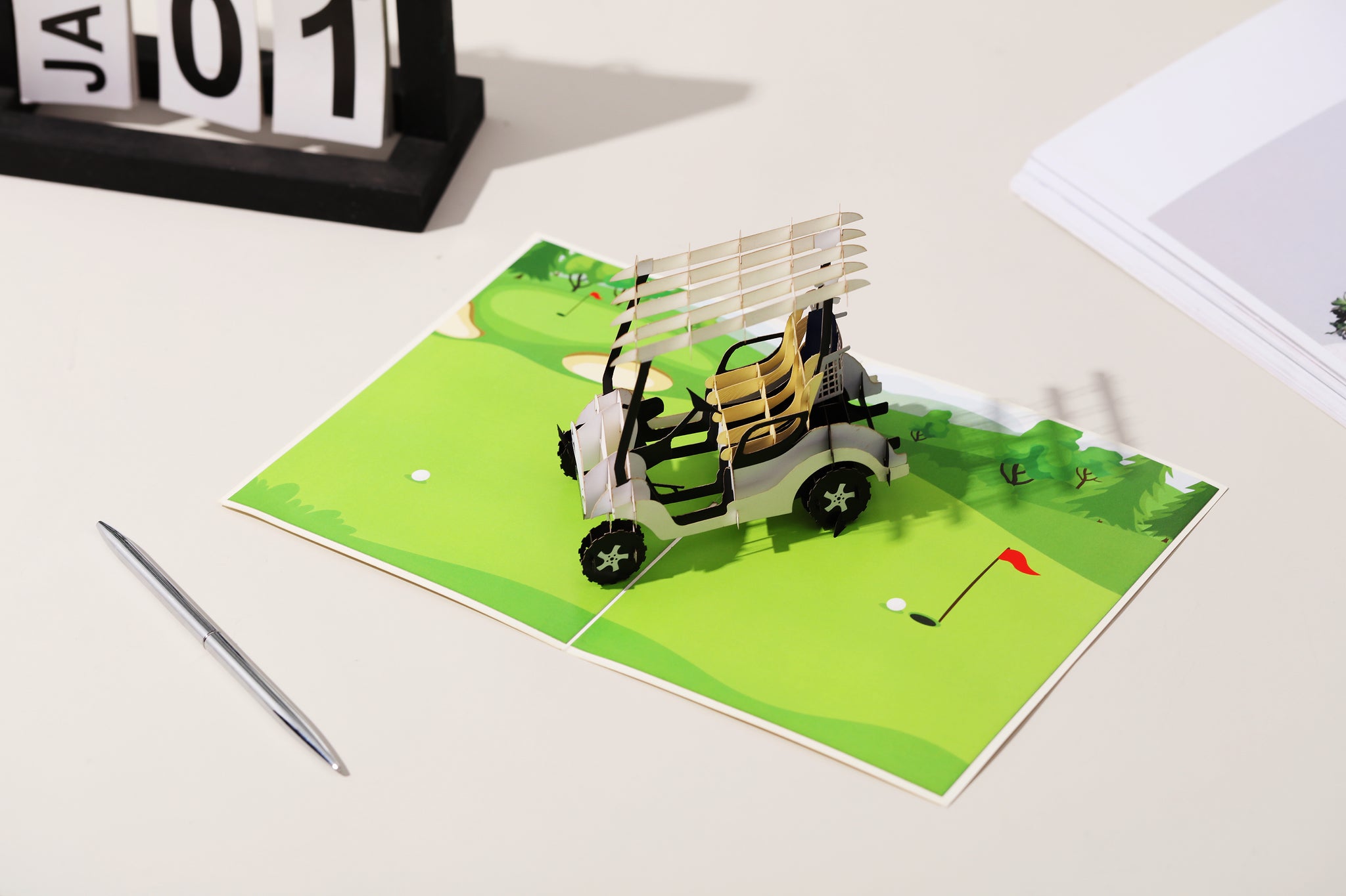 4BO Pop-Up Angler-Karte – 3D Design Mit Fischer Motiv, Persönlich Beschriftbar, Mit Umschlag