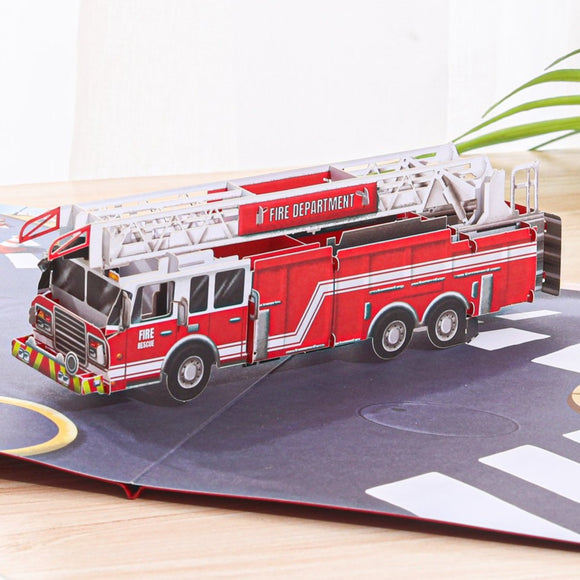 liif pop up 3d greeting fire truck card birthday dad fathers day dad firemen firefighter retirement congratulations thank you