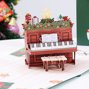 liif Christmas 3d greeting pop up card piano merry happy joy peace