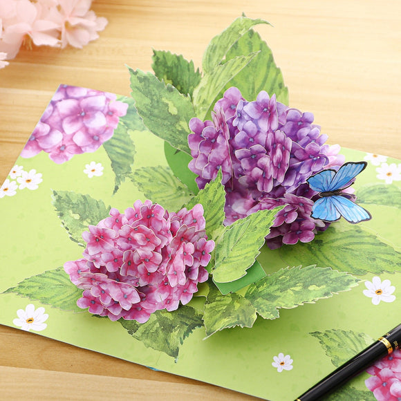 Hydrangea Pop Up Card - Pink & Purple