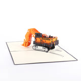 Orange Excavator Pop-up Card