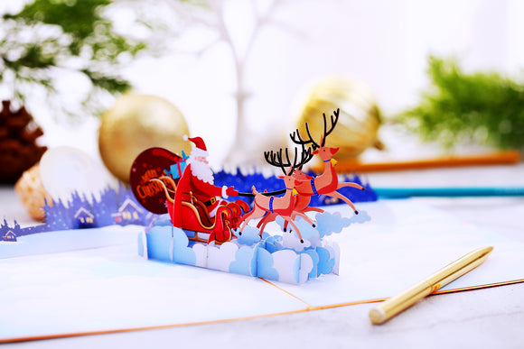 Liif Santa Sleigh & Reindeer Pop Up Card