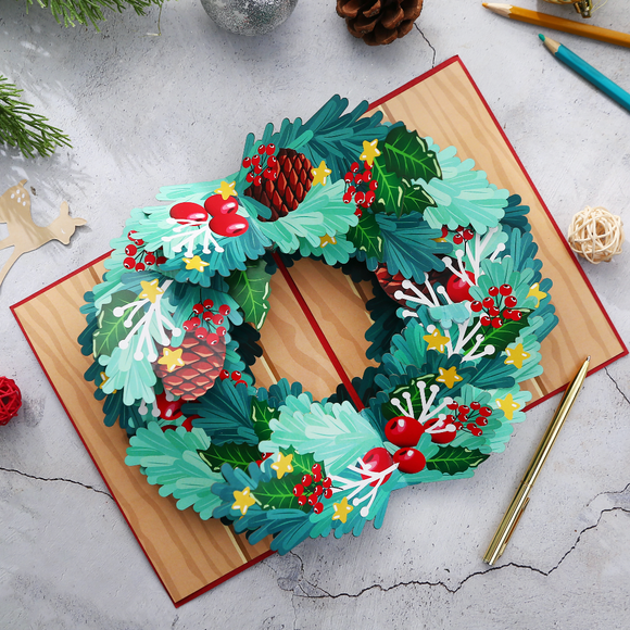 liif Christmas Wreath 3D greeting pop up card merry happy