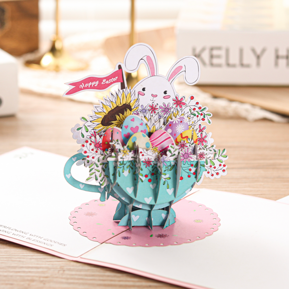 liif easter teacup eggs pop up card lovepop card bunny cute 3d greeting