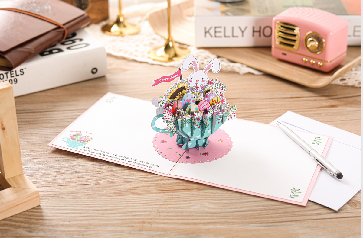 Teacup Bunny & Eggs Easter Pop Up Card – Liif