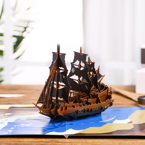 liif pirate ship boat set sail halloween adventure 3d greeting pop up card fathers day kids boy son 